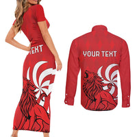 Personalized Georgia Couples Matching Short Sleeve Bodycon Dress and Long Sleeve Button Shirt Lion Borjgali