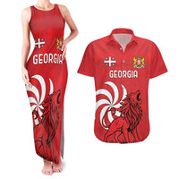 Personalized Georgia Couples Matching Tank Maxi Dress and Hawaiian Shirt Lion Borjgali