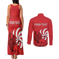 Personalized Georgia Couples Matching Tank Maxi Dress and Long Sleeve Button Shirt Lion Borjgali