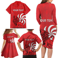 Personalized Georgia Family Matching Long Sleeve Bodycon Dress and Hawaiian Shirt Lion Borjgali