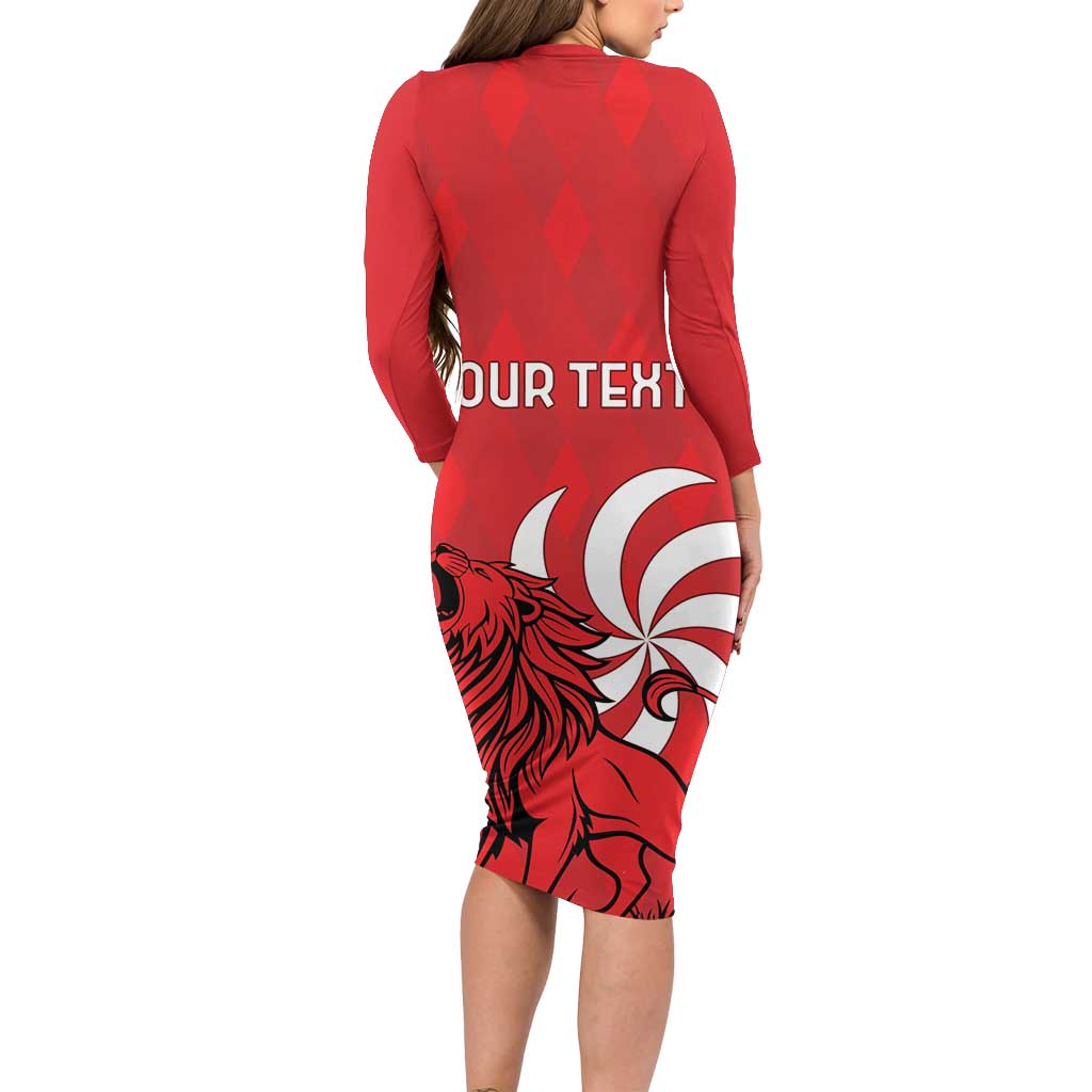 Personalized Georgia Family Matching Long Sleeve Bodycon Dress and Hawaiian Shirt Lion Borjgali