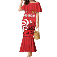 Personalized Georgia Family Matching Mermaid Dress and Hawaiian Shirt Lion Borjgali