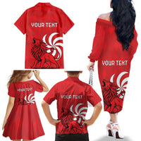 Personalized Georgia Family Matching Off The Shoulder Long Sleeve Dress and Hawaiian Shirt Lion Borjgali
