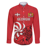 Personalized Georgia Family Matching Off The Shoulder Long Sleeve Dress and Hawaiian Shirt Lion Borjgali