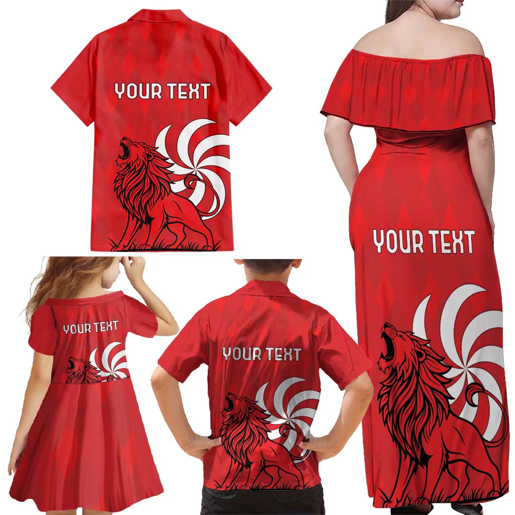 Personalized Georgia Family Matching Off Shoulder Maxi Dress and Hawaiian Shirt Lion Borjgali