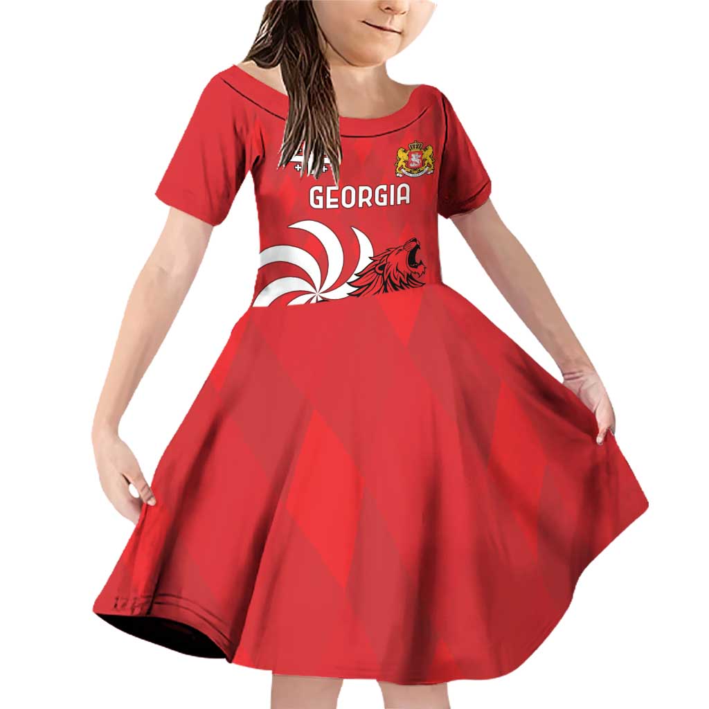 Personalized Georgia Family Matching Off Shoulder Short Dress and Hawaiian Shirt Lion Borjgali