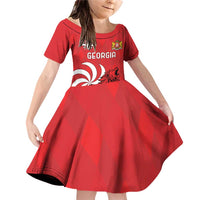 Personalized Georgia Family Matching Off Shoulder Short Dress and Hawaiian Shirt Lion Borjgali