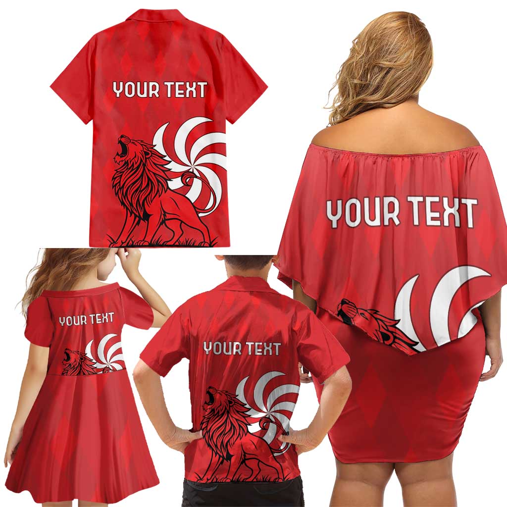 Personalized Georgia Family Matching Off Shoulder Short Dress and Hawaiian Shirt Lion Borjgali