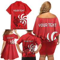 Personalized Georgia Family Matching Off Shoulder Short Dress and Hawaiian Shirt Lion Borjgali