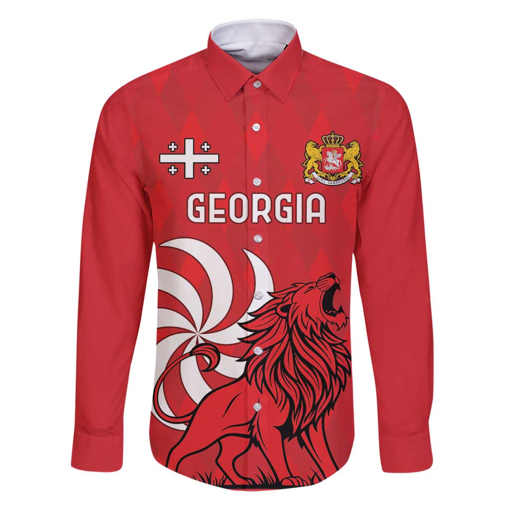 Personalized Georgia Family Matching Off Shoulder Short Dress and Hawaiian Shirt Lion Borjgali