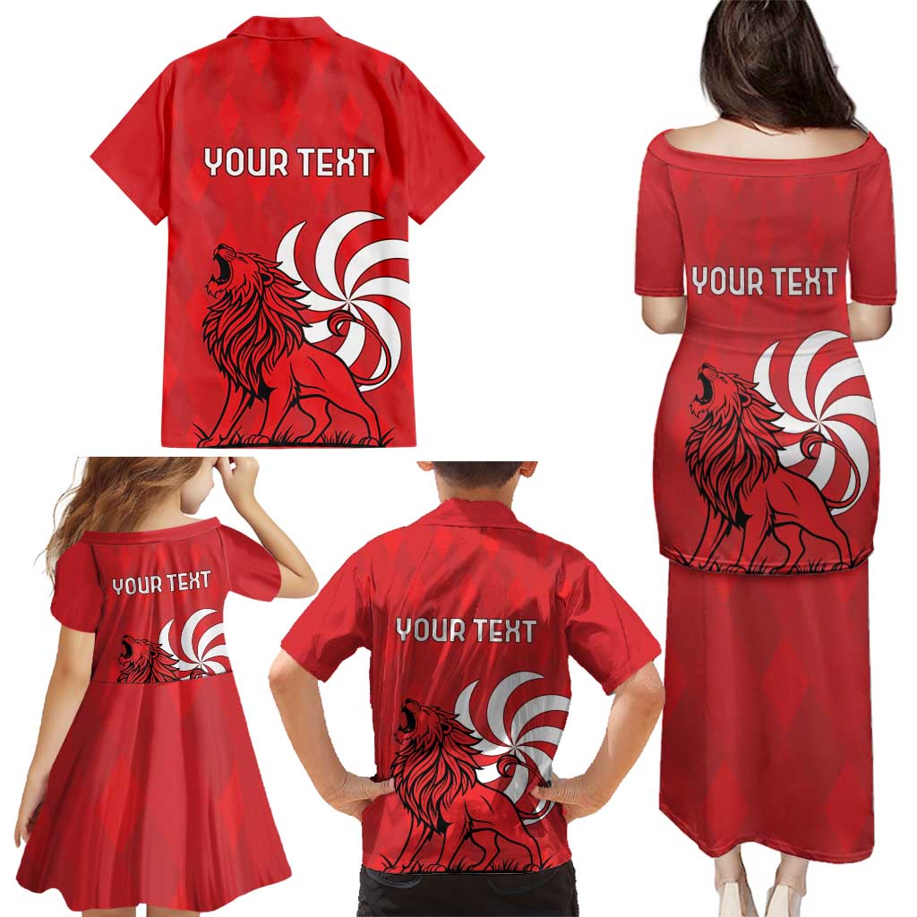 Personalized Georgia Family Matching Puletasi and Hawaiian Shirt Lion Borjgali