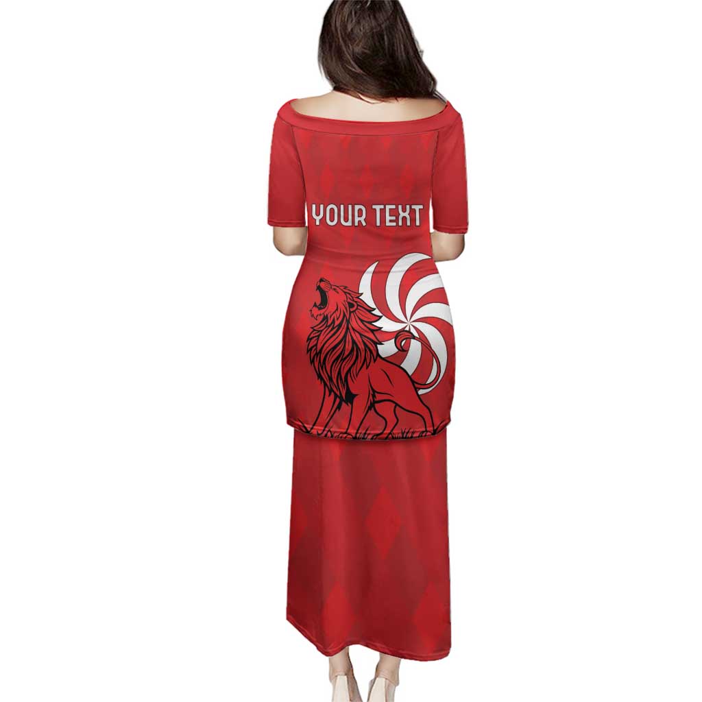 Personalized Georgia Family Matching Puletasi and Hawaiian Shirt Lion Borjgali