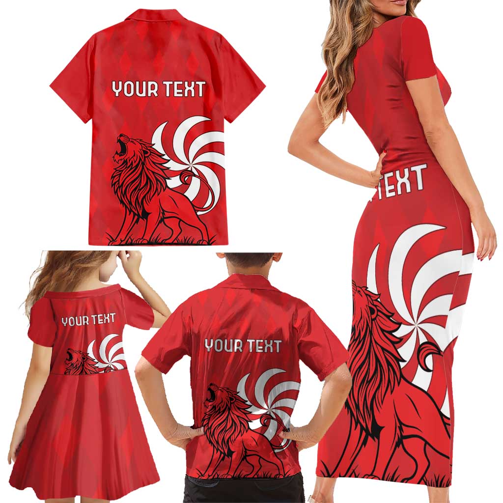 Personalized Georgia Family Matching Short Sleeve Bodycon Dress and Hawaiian Shirt Lion Borjgali