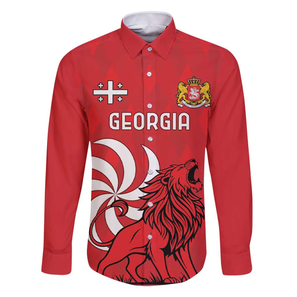 Personalized Georgia Family Matching Short Sleeve Bodycon Dress and Hawaiian Shirt Lion Borjgali