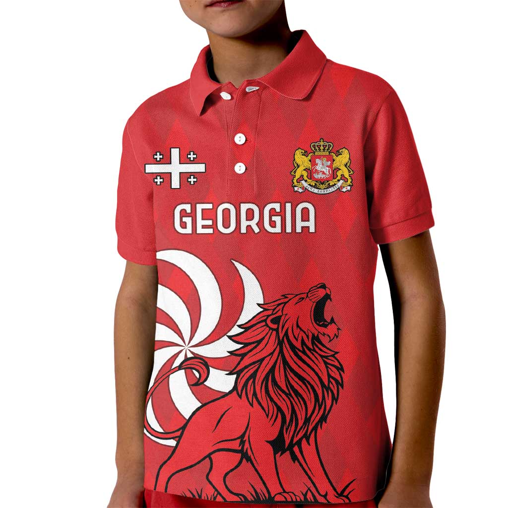 Personalized Georgia Kid Polo Shirt Lion Borjgali