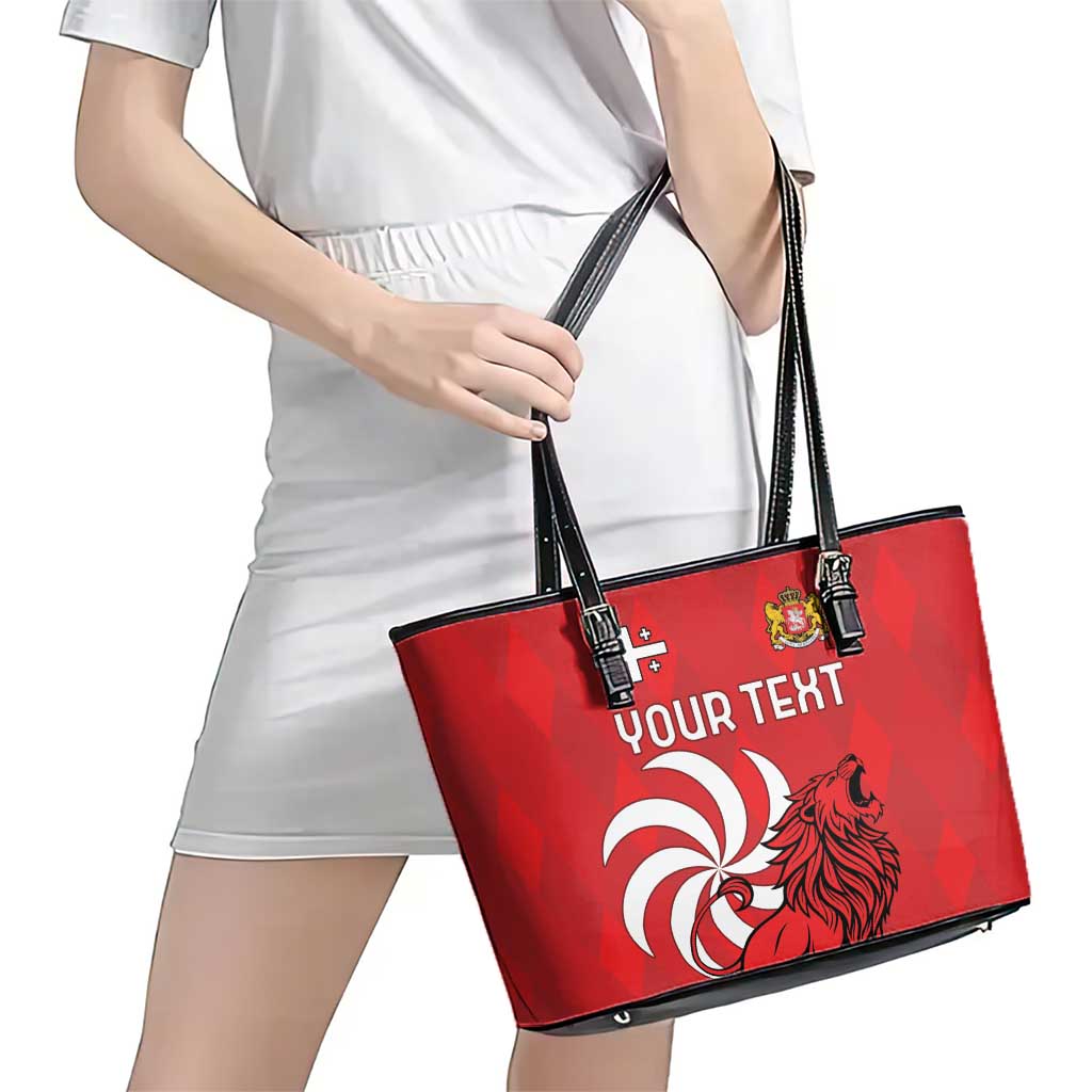 Personalized Georgia Leather Tote Bag Lion Borjgali