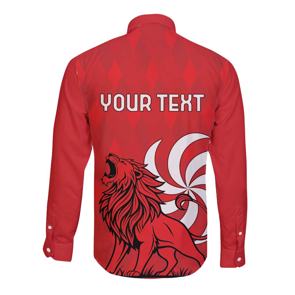Personalized Georgia Long Sleeve Button Shirt Lion Borjgali
