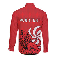 Personalized Georgia Long Sleeve Button Shirt Lion Borjgali