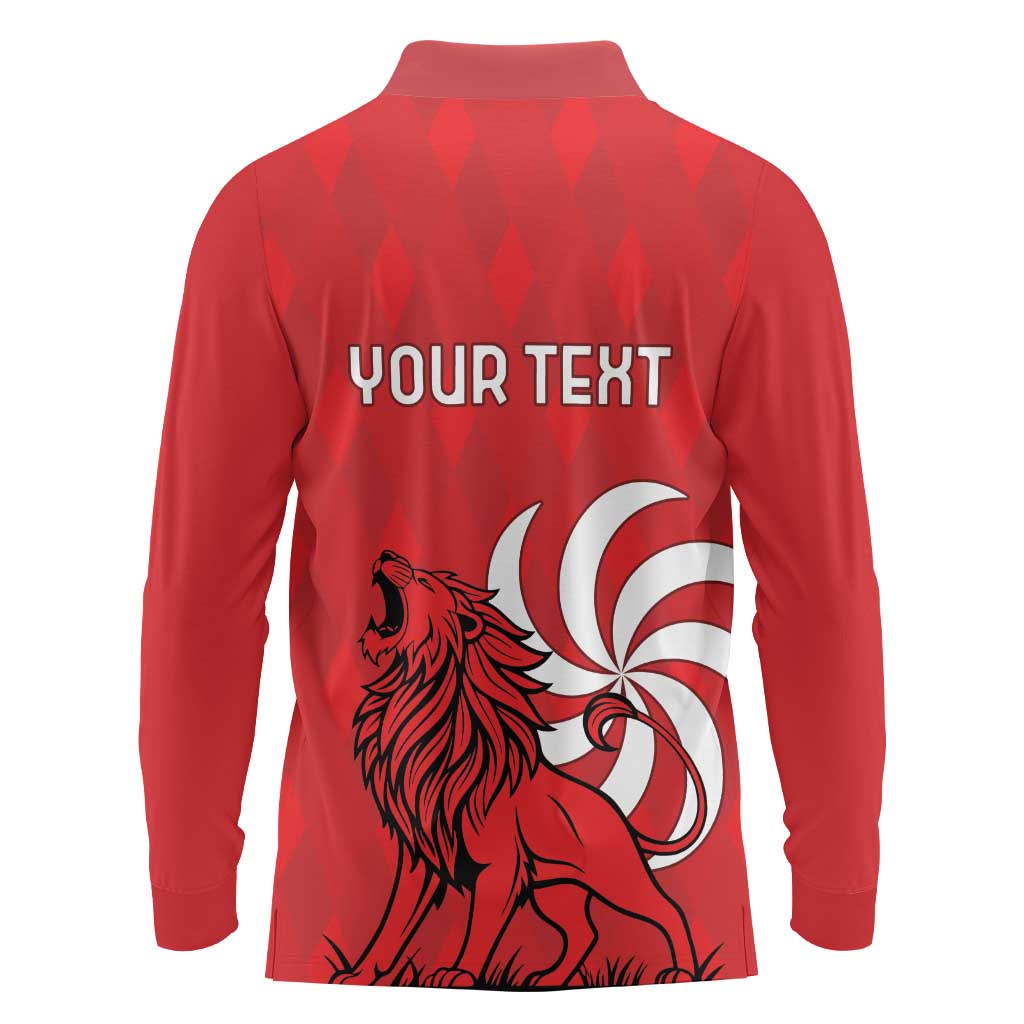 Personalized Georgia Long Sleeve Polo Shirt Lion Borjgali - Wonder Print Shop