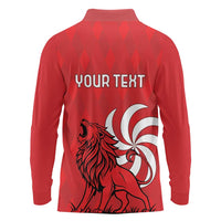 Personalized Georgia Long Sleeve Polo Shirt Lion Borjgali - Wonder Print Shop