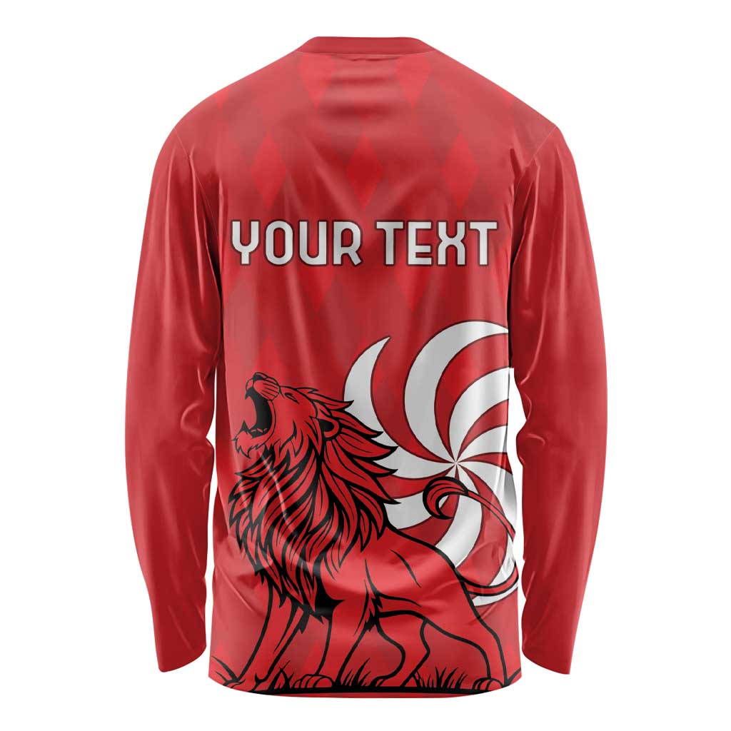 Personalized Georgia Long Sleeve Shirt Lion Borjgali - Wonder Print Shop