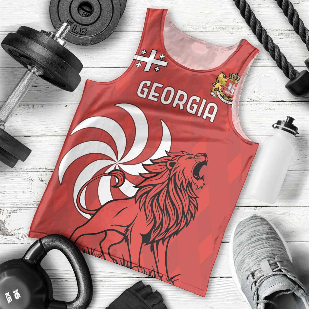 Personalized Georgia Men Tank Top Lion Borjgali - Wonder Print Shop