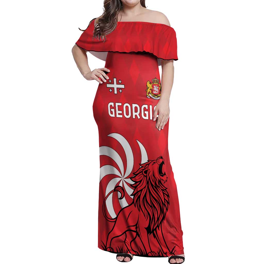 Personalized Georgia Off Shoulder Maxi Dress Lion Borjgali - Wonder Print Shop
