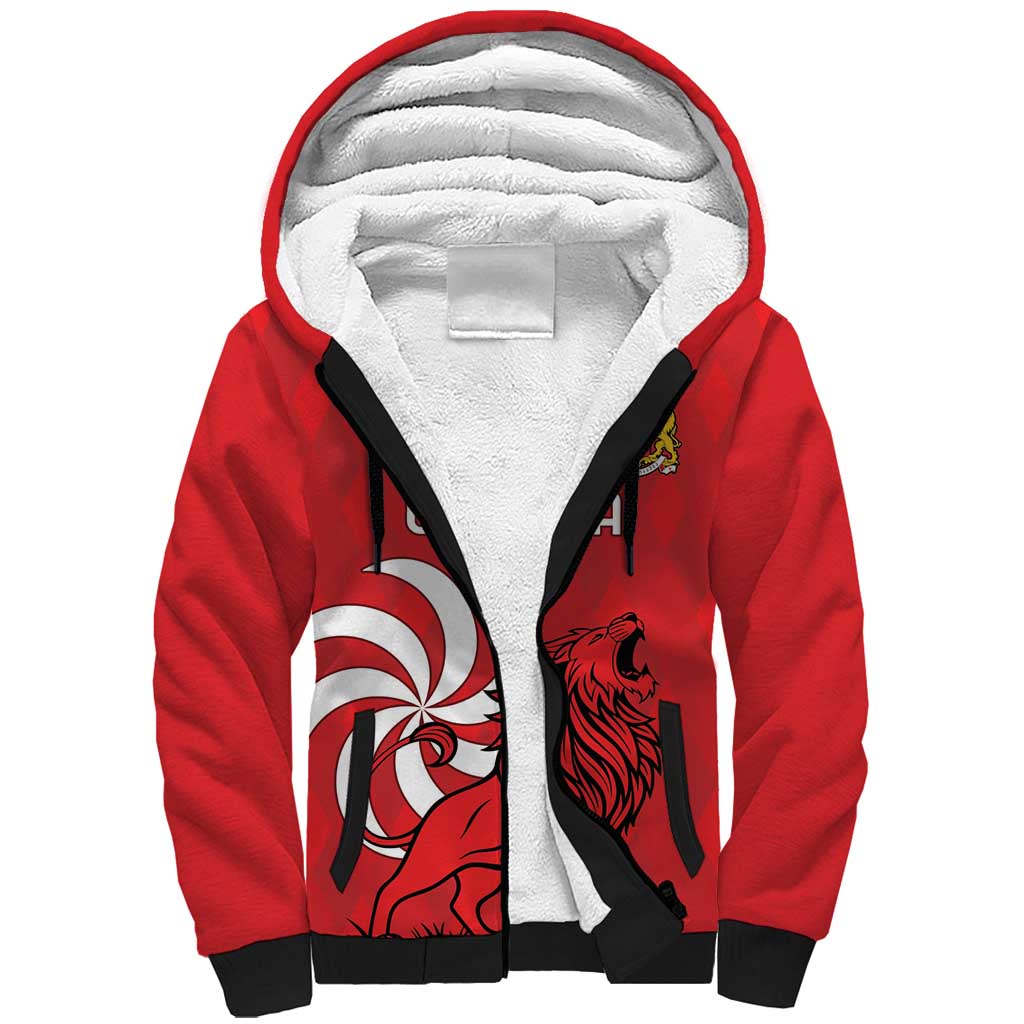 Personalized Georgia Sherpa Hoodie Lion Borjgali - Wonder Print Shop