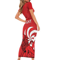 Personalized Georgia Short Sleeve Bodycon Dress Lion Borjgali - Wonder Print Shop