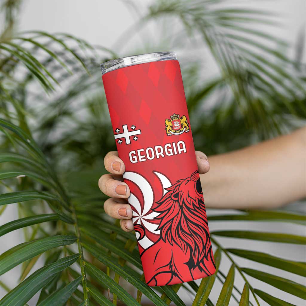 Personalized Georgia Skinny Tumbler Lion Borjgali - Wonder Print Shop
