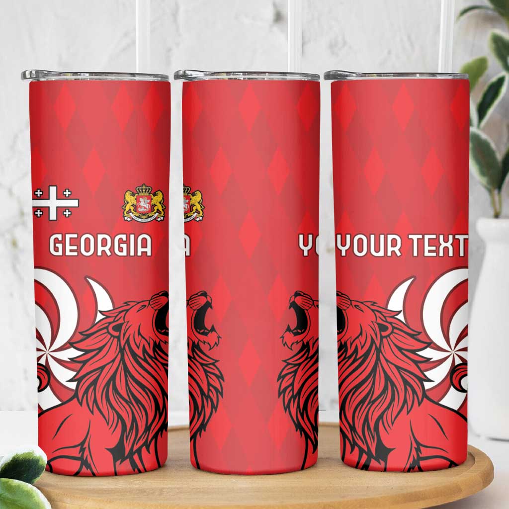 Personalized Georgia Skinny Tumbler Lion Borjgali - Wonder Print Shop