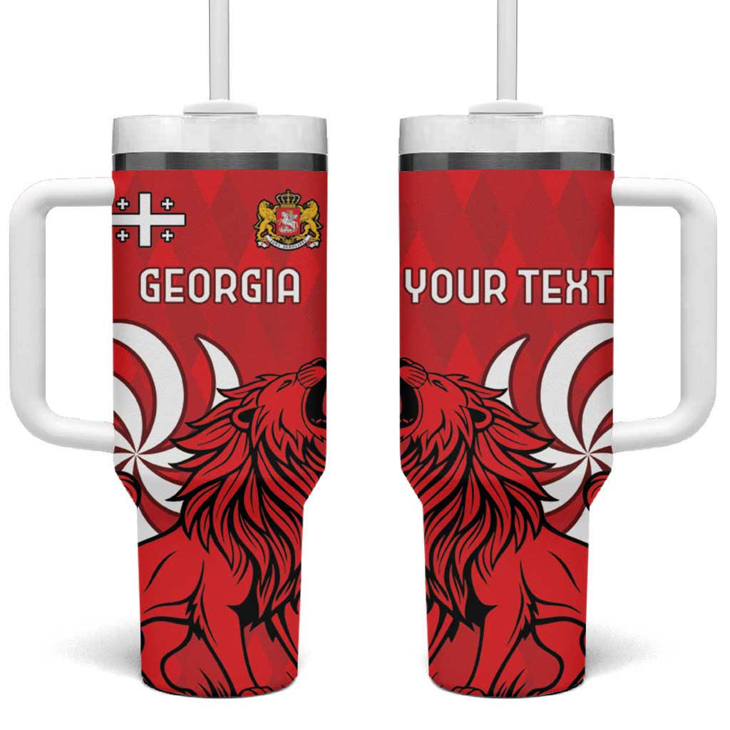 Personalized Georgia Tumbler With Handle Lion Borjgali - Wonder Print Shop