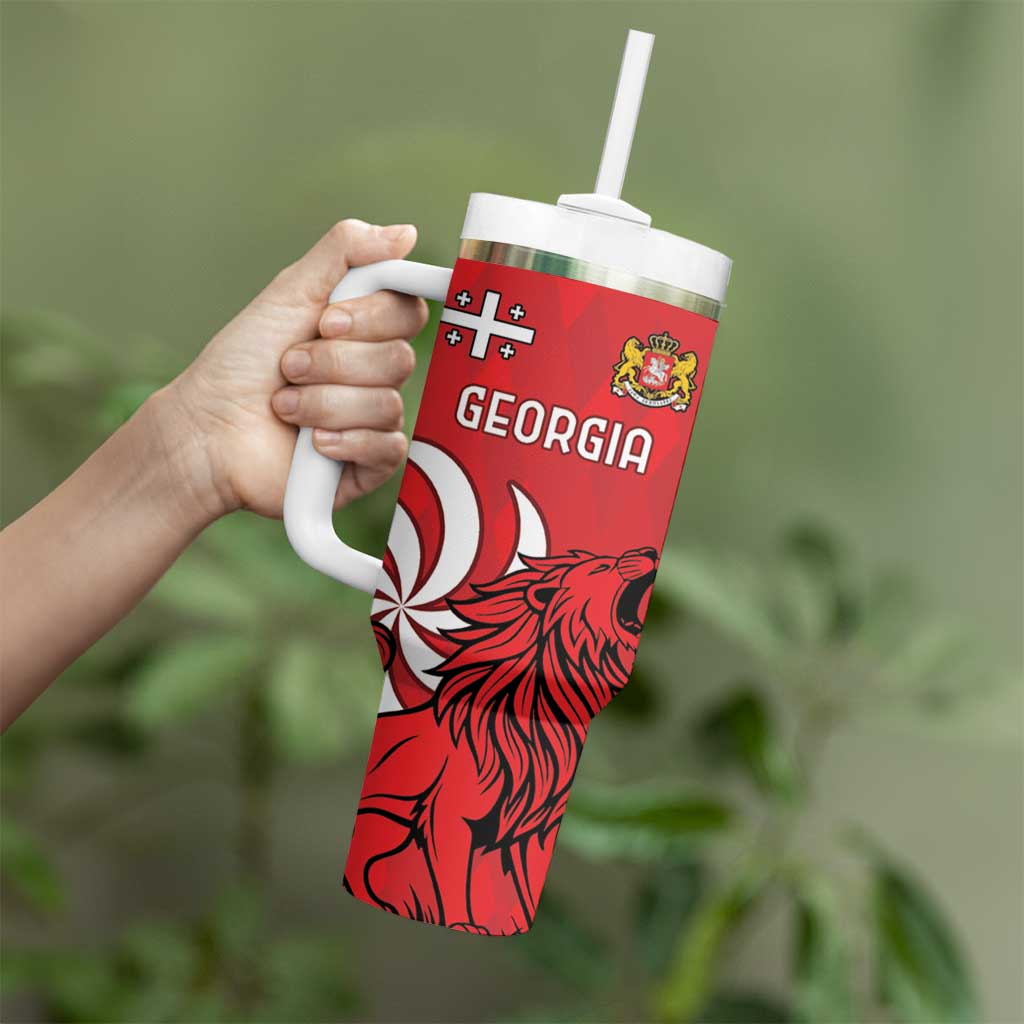 Personalized Georgia Tumbler With Handle Lion Borjgali - Wonder Print Shop