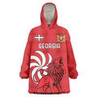 Personalized Georgia Wearable Blanket Hoodie Lion Borjgali - Wonder Print Shop