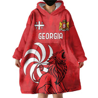Personalized Georgia Wearable Blanket Hoodie Lion Borjgali - Wonder Print Shop