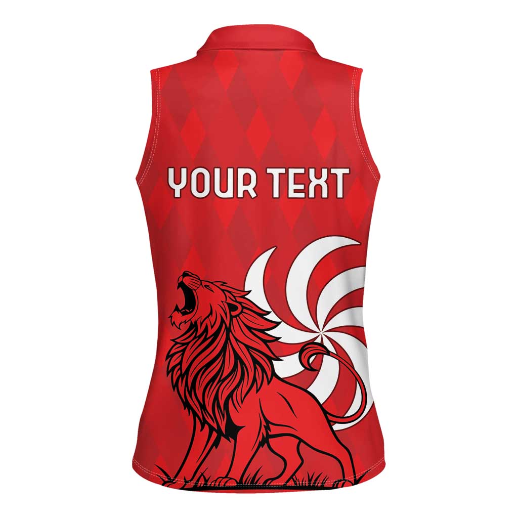 Personalized Georgia Women Sleeveless Polo Shirt Lion Borjgali - Wonder Print Shop