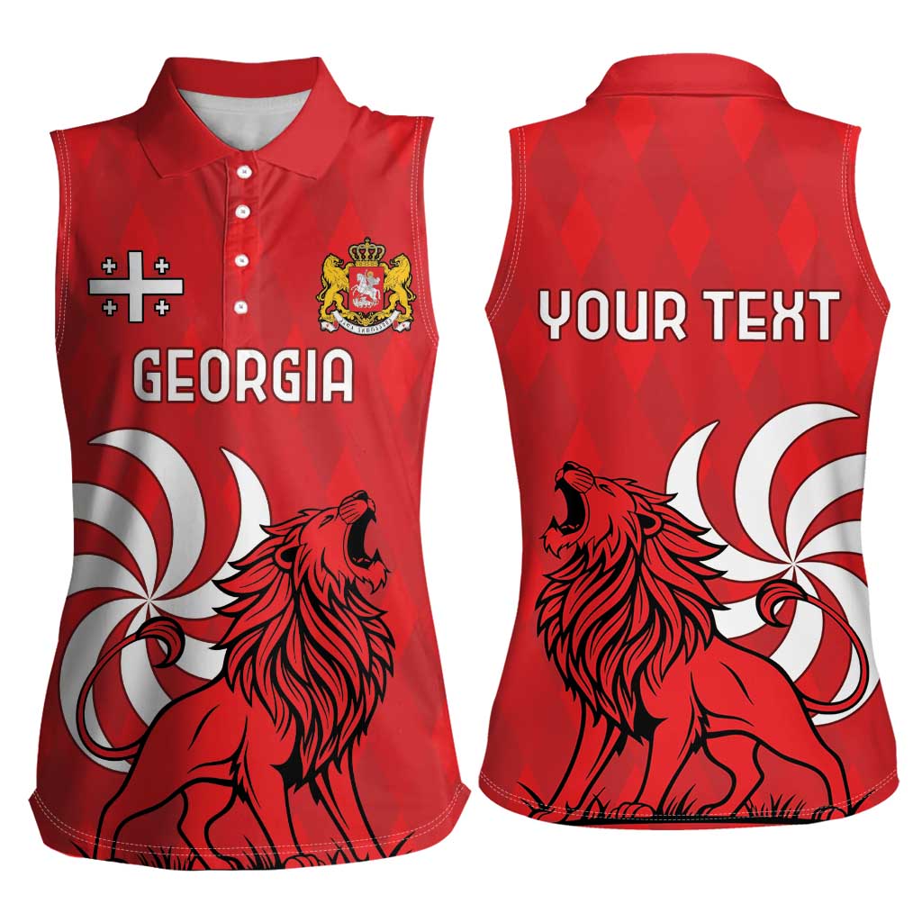 Personalized Georgia Women Sleeveless Polo Shirt Lion Borjgali - Wonder Print Shop