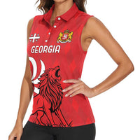 Personalized Georgia Women Sleeveless Polo Shirt Lion Borjgali - Wonder Print Shop