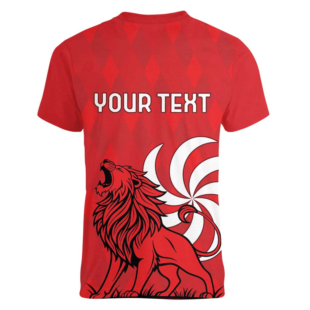 Personalized Georgia Women V-Neck T-Shirt Lion Borjgali - Wonder Print Shop