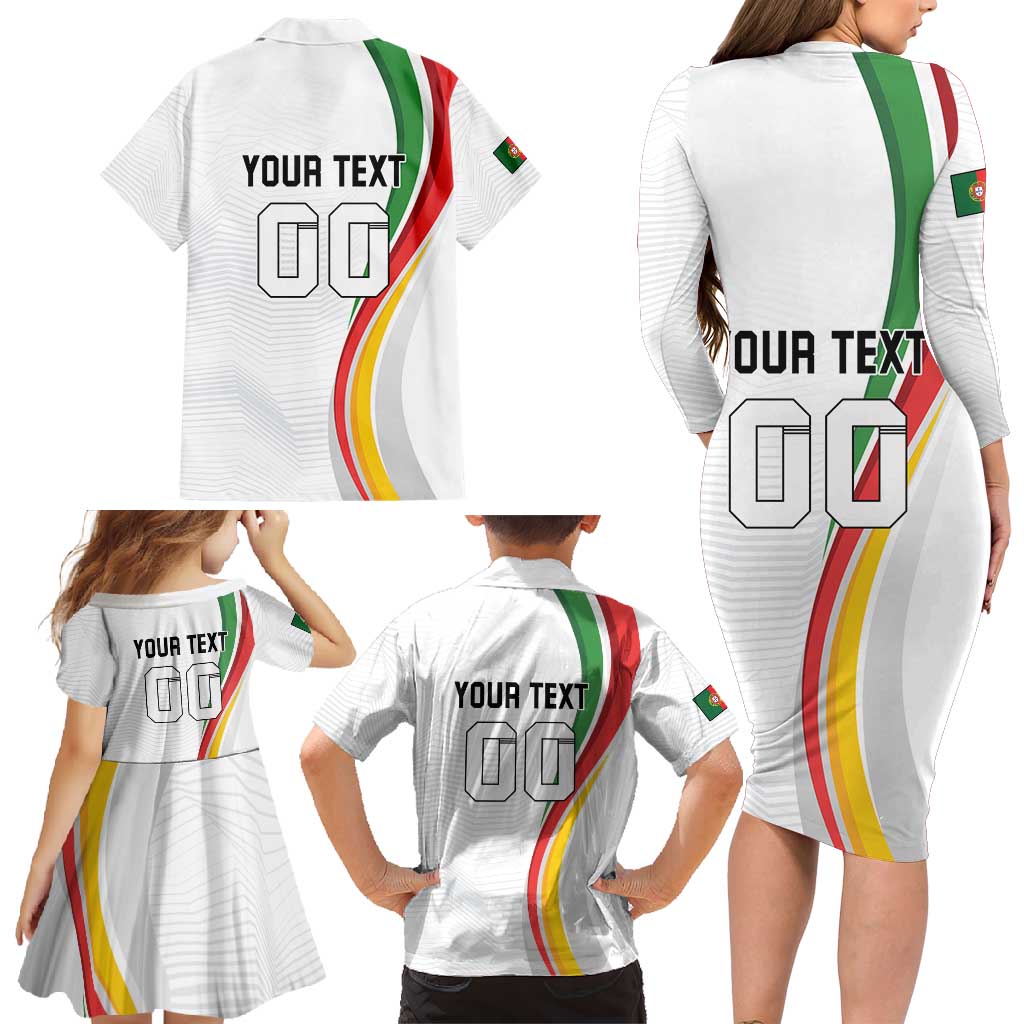 Custom Portugal Football Family Matching Long Sleeve Bodycon Dress and Hawaiian Shirt A Selecao das Quinas Dragon Mascot