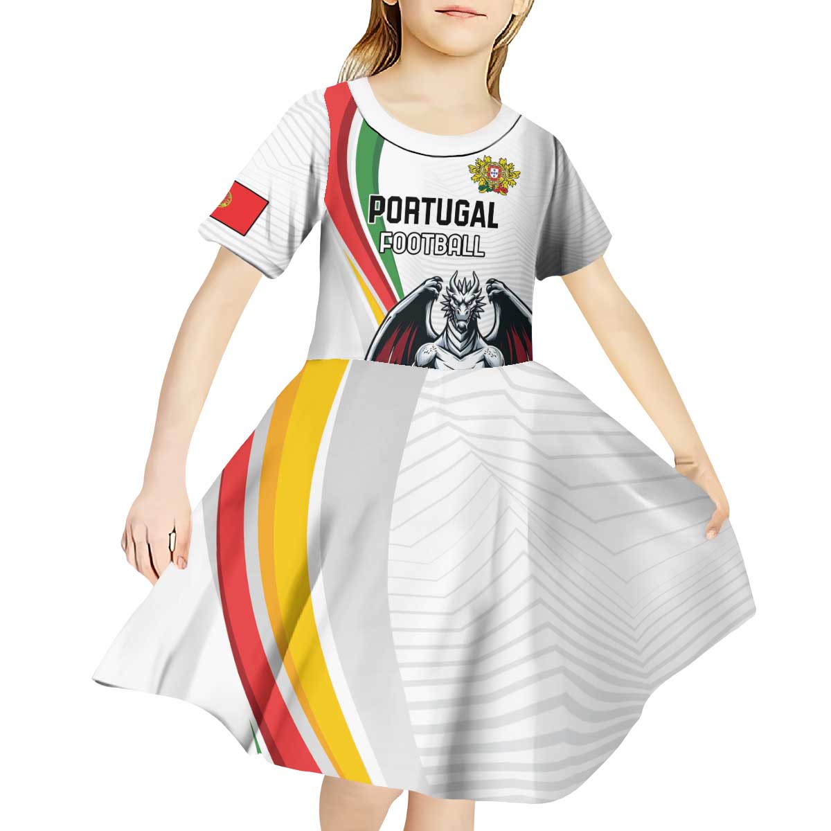 Custom Portugal Football Kid Short Sleeve Dress A Selecao das Quinas Dragon Mascot