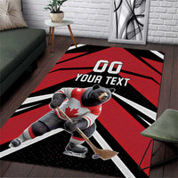 Custom Canada Hockey Area Rug Black Bear Playing Ice Hockey