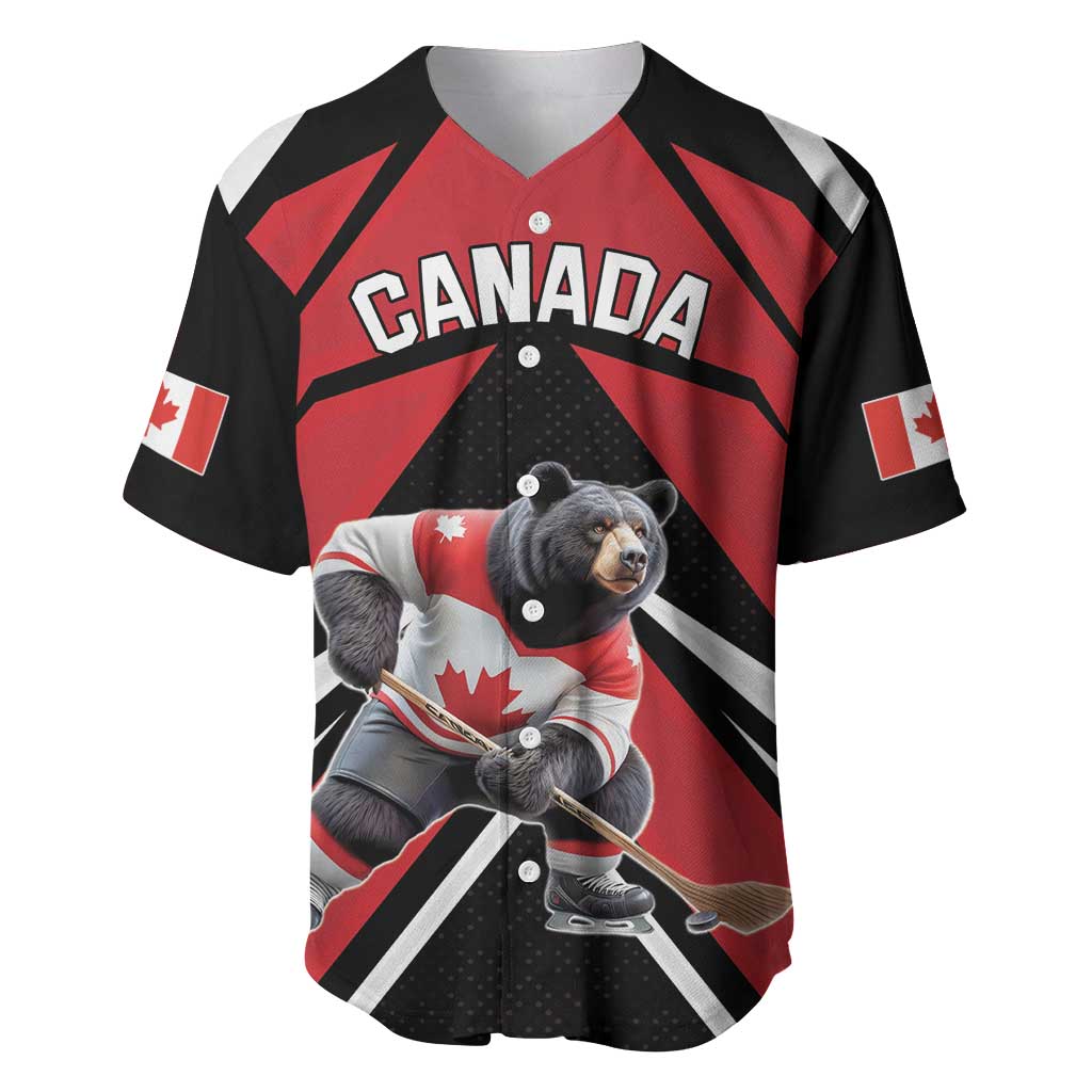 Custom Canada Hockey Baseball Jersey Black Bear Playing Ice Hockey