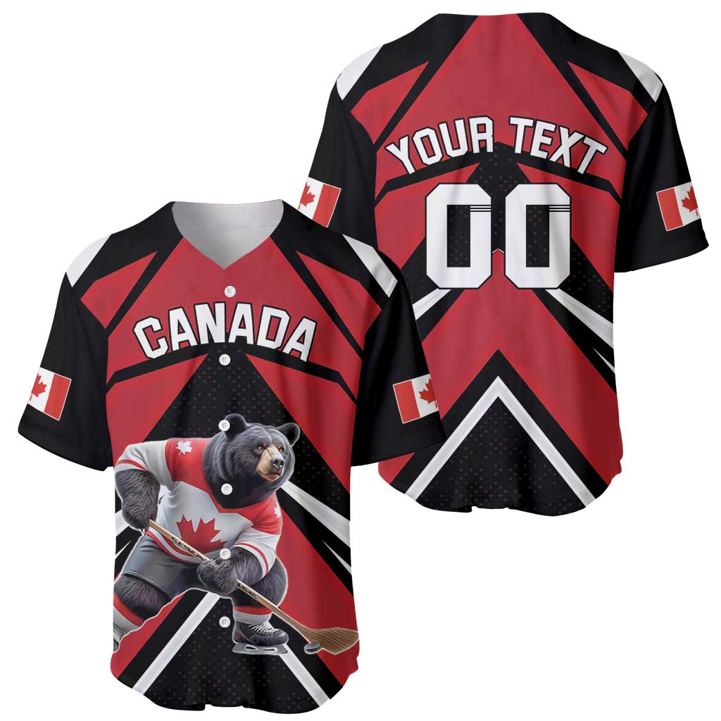 Custom Canada Hockey Baseball Jersey Black Bear Playing Ice Hockey