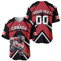 Custom Canada Hockey Baseball Jersey Black Bear Playing Ice Hockey