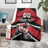 Custom Canada Hockey Blanket Black Bear Playing Ice Hockey