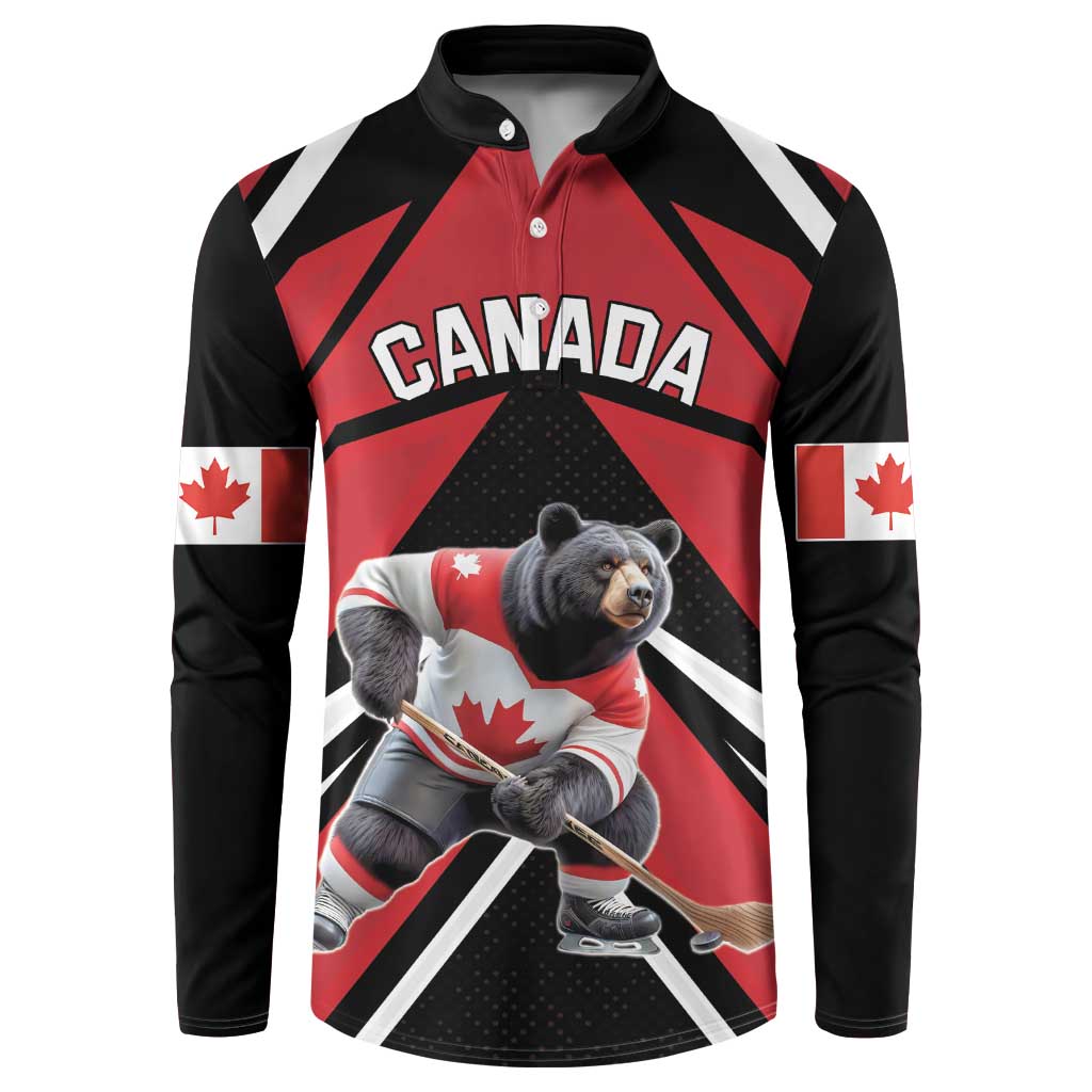 Custom Canada Hockey Button Sweatshirt Black Bear Playing Ice Hockey