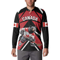 Custom Canada Hockey Button Sweatshirt Black Bear Playing Ice Hockey
