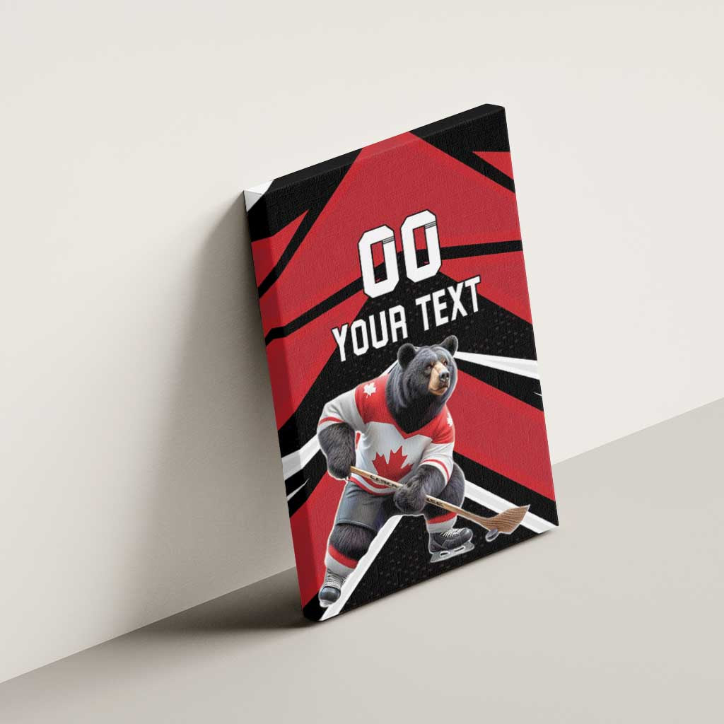 Custom Canada Hockey Canvas Wall Art Black Bear Playing Ice Hockey