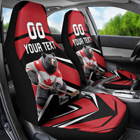 Custom Canada Hockey Car Seat Cover Black Bear Playing Ice Hockey